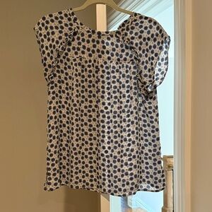 LOFT Navy Floral Blouse